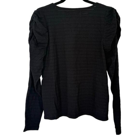 NWT Loft Jacquard Tie Keyhole Ruched Sleeve Top - Picture 4 of 8